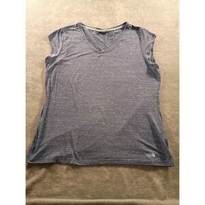 The North Face Shirt Womens XL Blue Short Sleeve V-Neck Lightweight Stretch